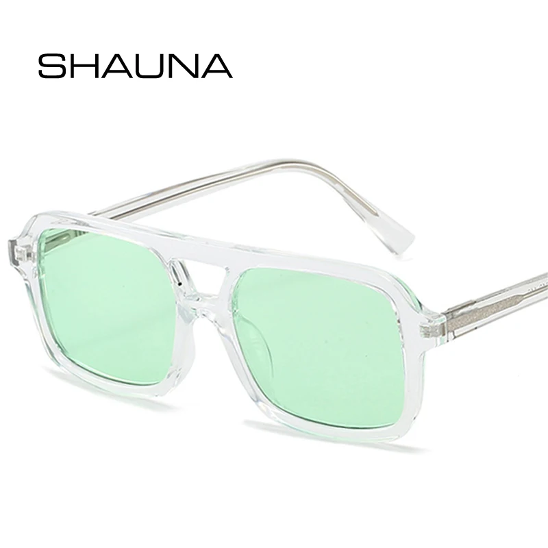 

SHAUNA Retro Double Bridges Square Women Luxury Sunglasses Fashion Clear Candy Color Shades UV400 Men Trending Sun Glasses