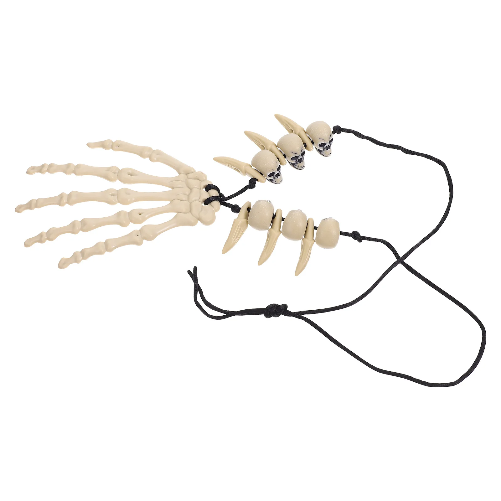 Collana con teschio H Bone Collane di Halloween Catena beige Ciondolo retrò Accessorio per costume Materiale in resina Regalo di gioielli