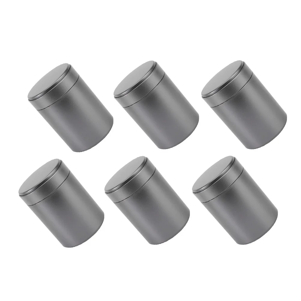 6 szt. Metalowe puszki z pokrywką, cylindryczne pojemniki z blachy do hermetycznego przechowywania żywności, herbaty, kawy, ziaren, suszonych owoców, pojemnik na słodycze