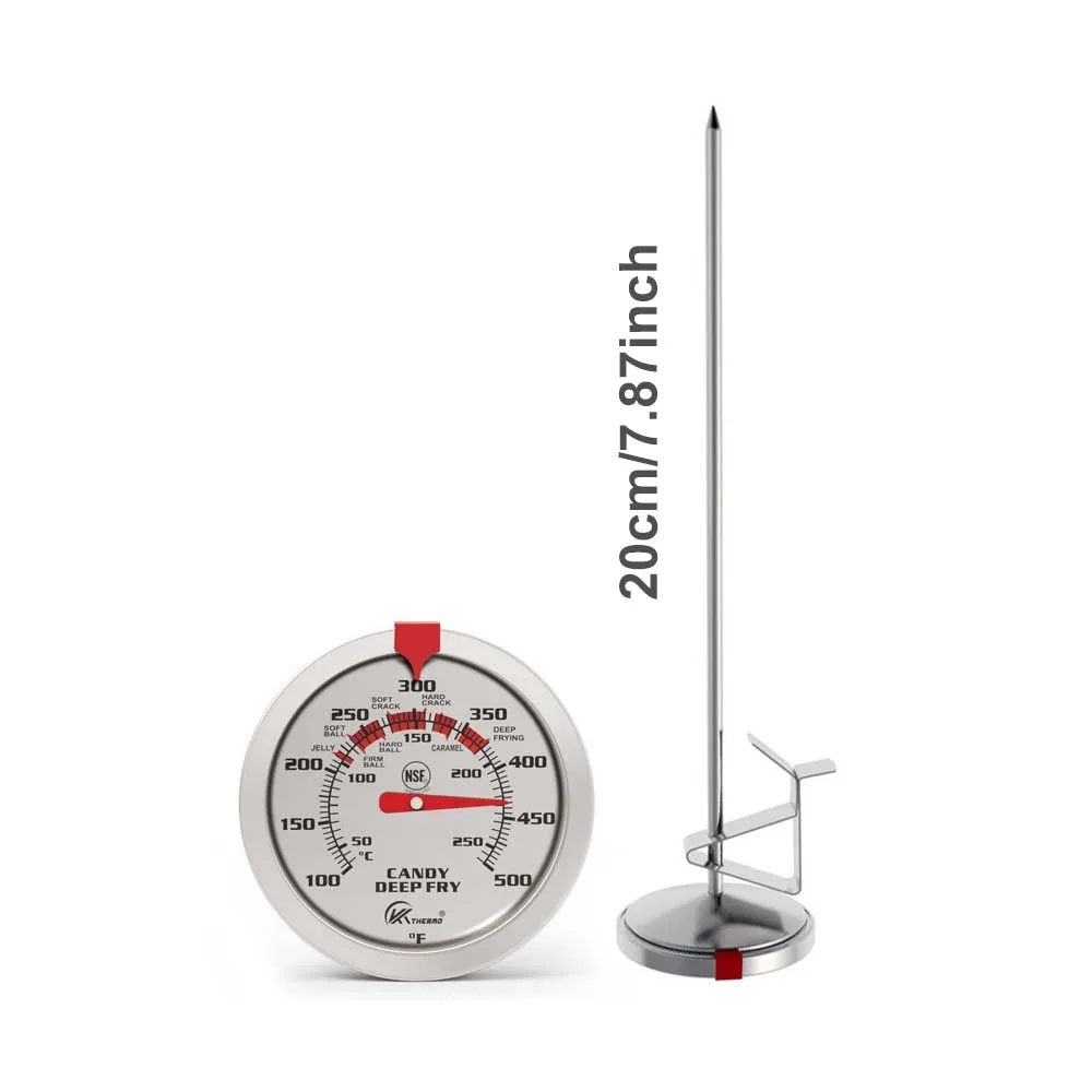 Image 6: Thermomètre de friture en acier inoxydable 0-300 ° C avec clip – Pour faire frire des frites, du poulet, du poisson, contrôle de la température de l'huile