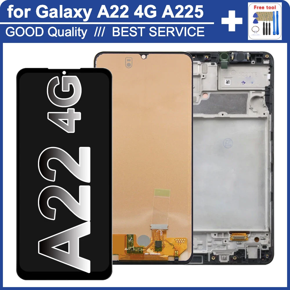Pantalla probada para Samsung Galaxy A22, repuesto de Panel táctil LCD, 4G, A225F, SM-A225M