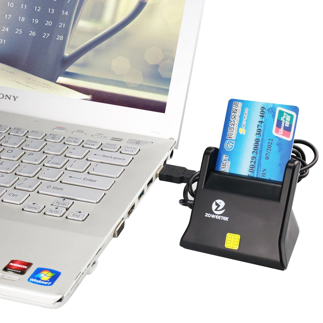 Zoweetek USB ID Smart Card Reader for IC DNIE DNI EMV CAC Bank Chip Smart Card