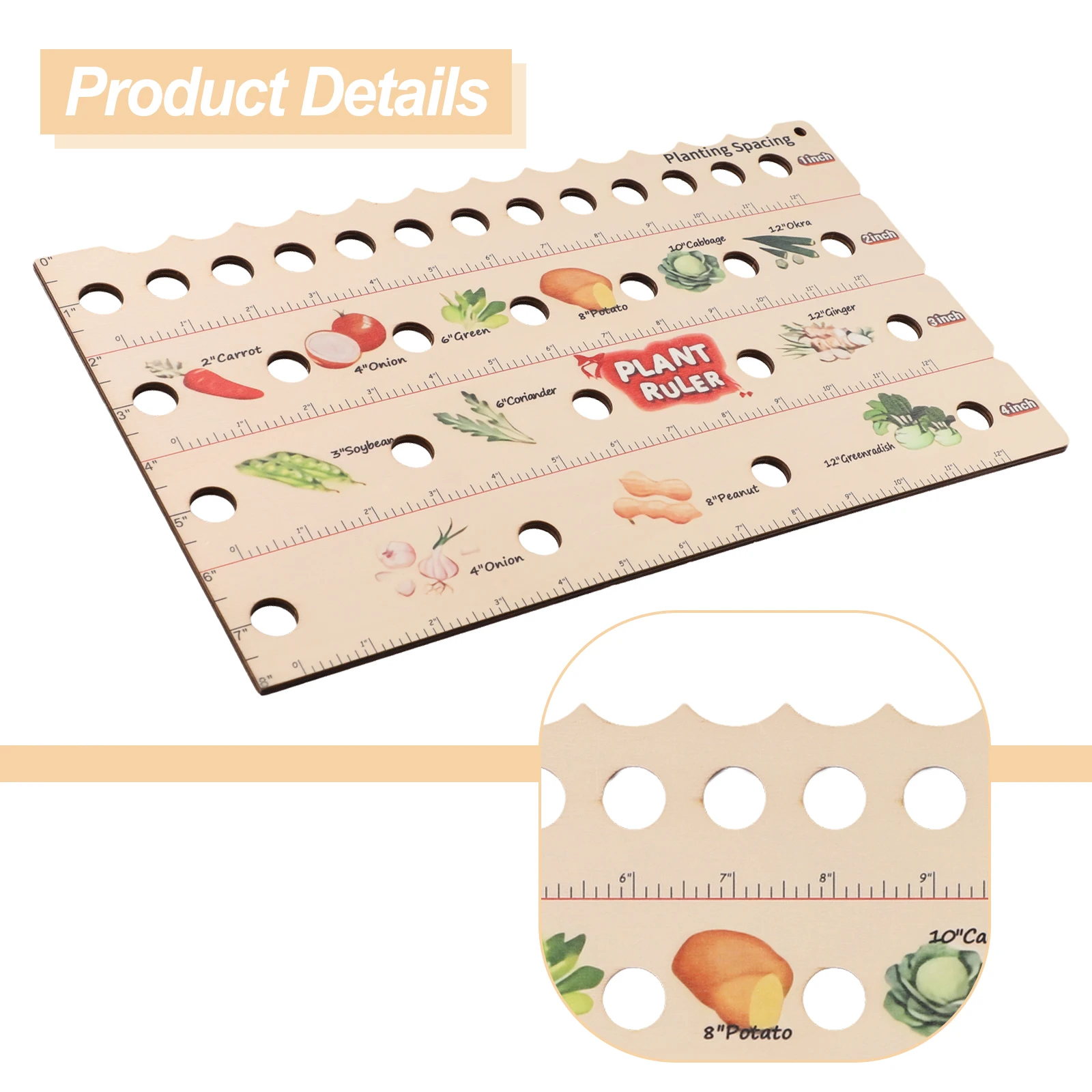 For Any Gardening Enthusiast Plant Ruler Vegetable Wood Color Wooden Plant Ruler Gardening Tools Multifunction