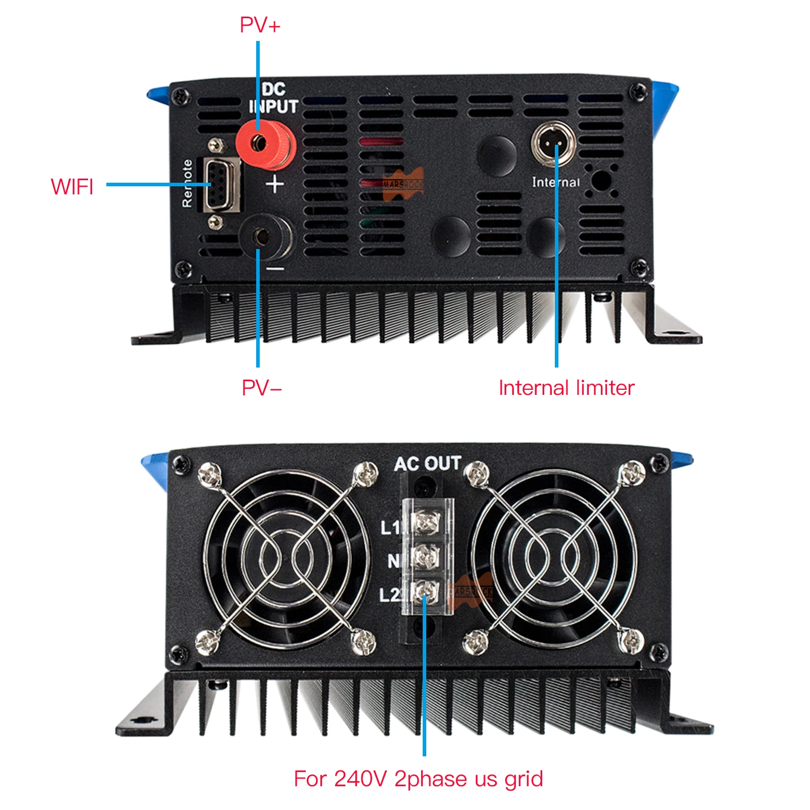 Microinversor conectado con banda solar MPPT de 1000W 22V-60VDC/45V-90VDC con sensor limitador, WiFi opcional