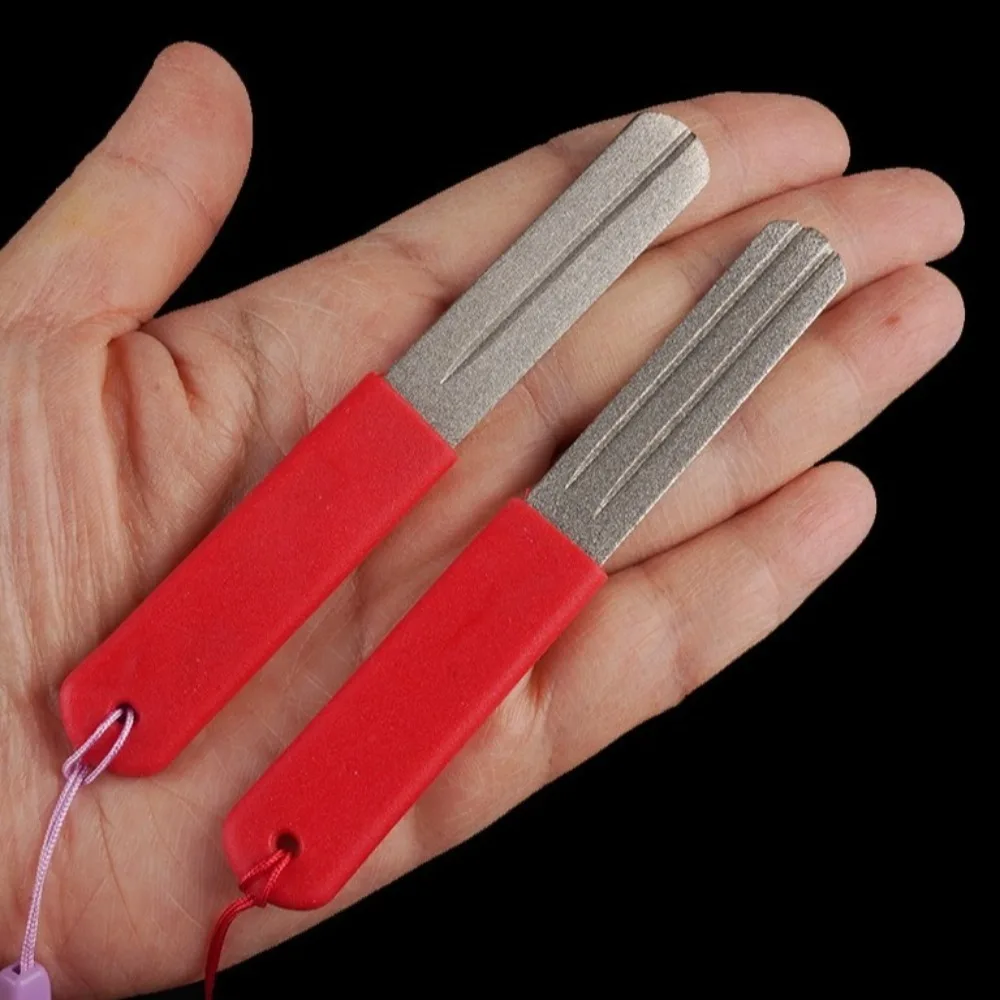2Pcs Double-Sided Fishing Hook Sharpener Diamond Stone Anti-skid Fish Hook Grinder Fishing Accessories for Outdoor Fishing
