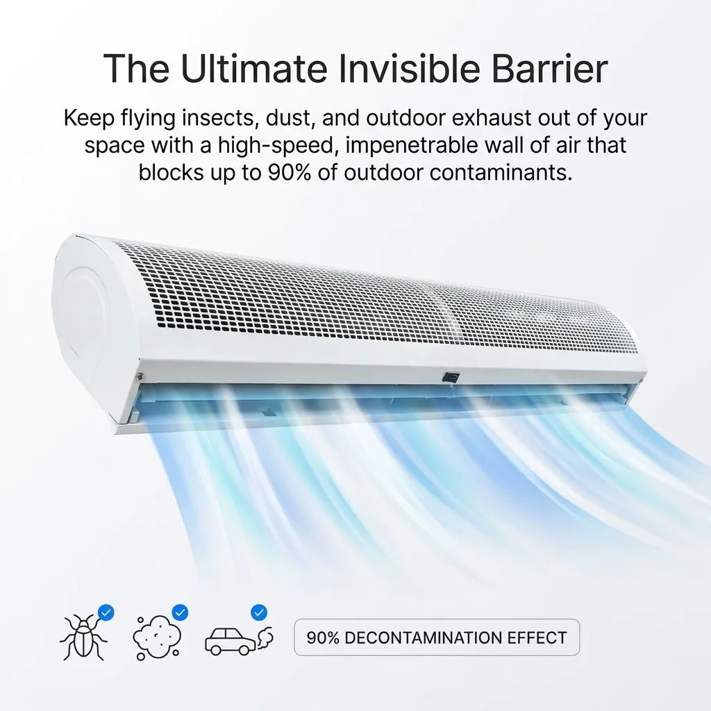 Commercial Air Curtain Unheated Door Fan Heavy Duty Fly Bug Barrier 2 Speed Energy Saving Over Door Blower 0.9-2m 110V/220V