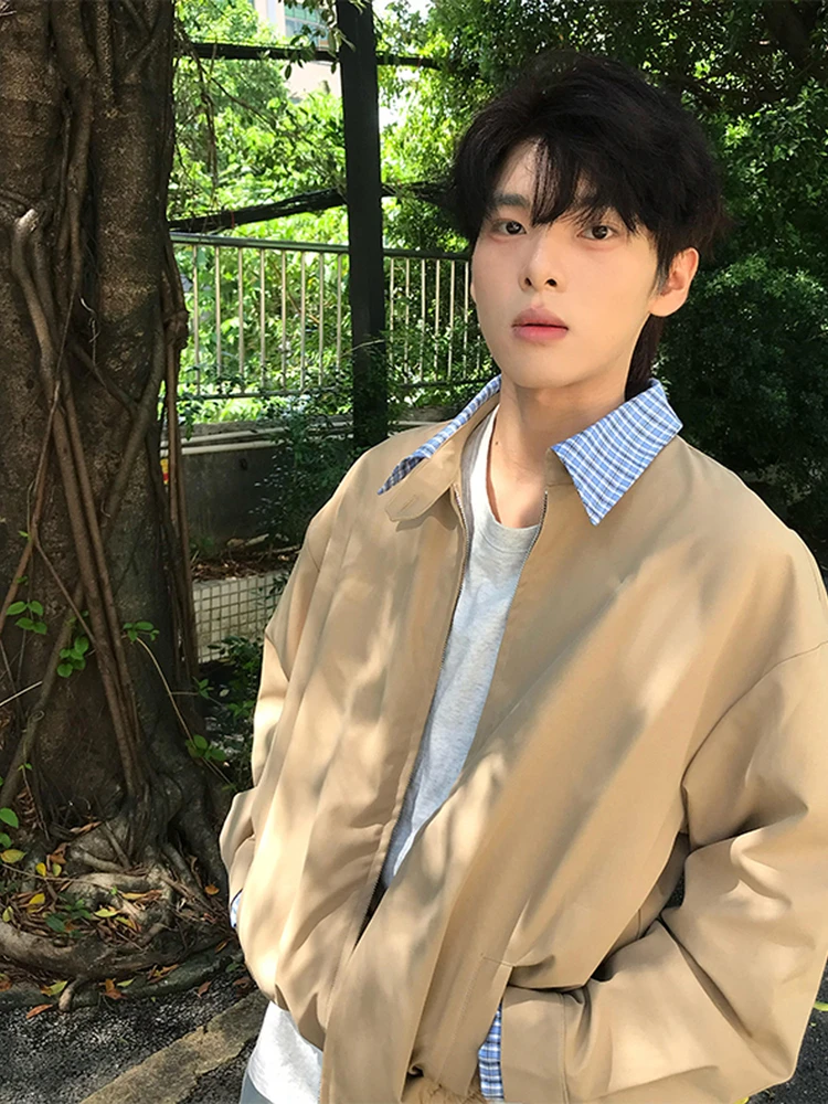 

Американская куртка-харрингтон цвета хаки с эффектом двухслойности, с бейсбольным воротником, для мужчин и молодежи, уличная верхняя одежда