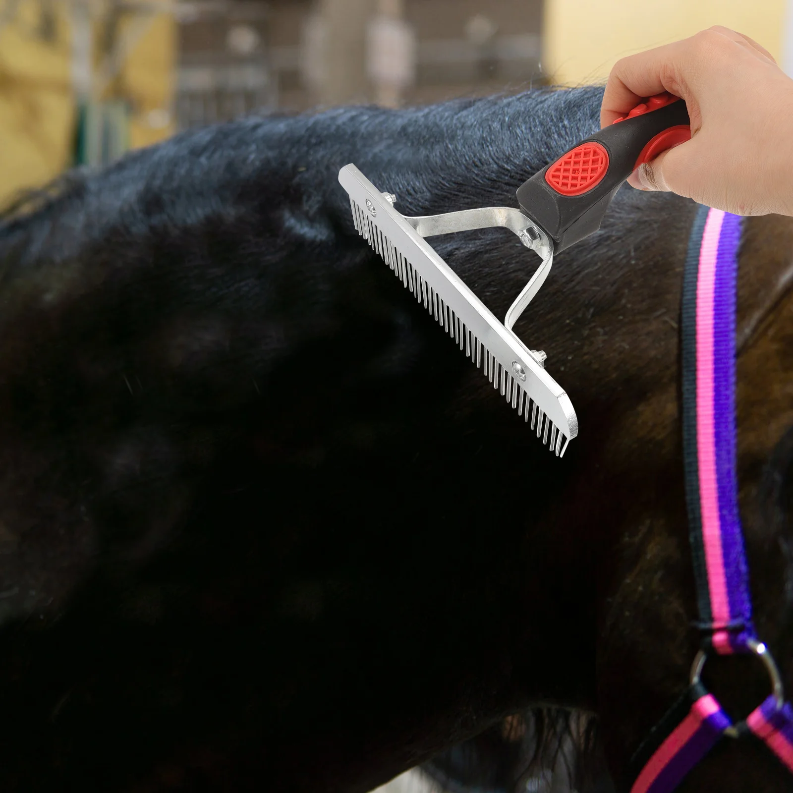 

Cleaning Brush Horse Sweat Scraper Comb Pet Hairbrush Grooming Supply Horses Tool for Livestock Durable Metal Rake Accessory