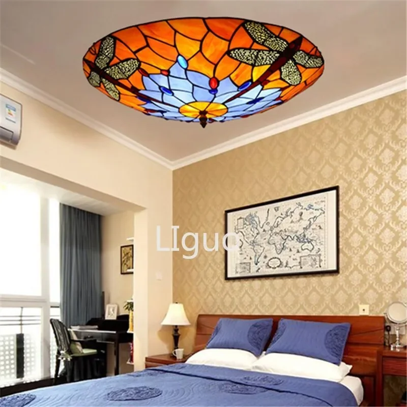 

Turkish ceiling lights Restaurant Corridor Lamp European-Style tiffany lamp Round Glass Lamps Bedroom Balcony Hallway loft lamp