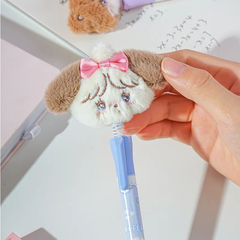 Kawaii Mikko High Appearance Neutral Pen 0.5mm Cartoon Plush Decoration Press Automatic Pen Anime Student Stationery Girl Gift