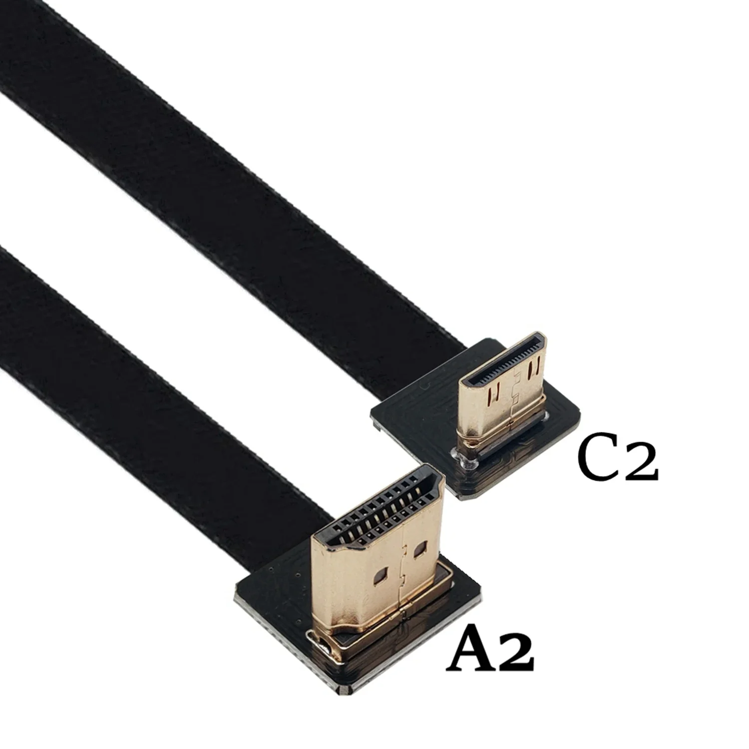 10CM Ribbon FPV HDMI-Compatible Connector Flexible Flat Cable Raspberry Pi 4  HDMI to HDMI/Mini HDMI Female 90 Degree FFC 20pin