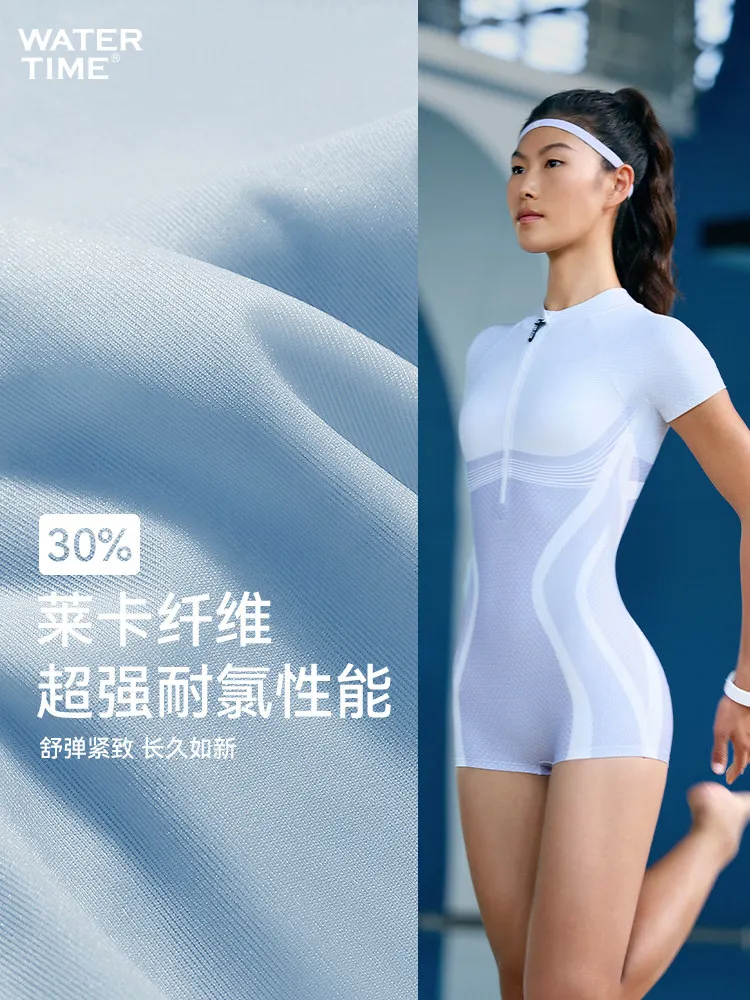 WaterTime Women's One-Piece Conservative High-Class Racing Flat-Front Swimming Suit for Swimming Pools, New Design