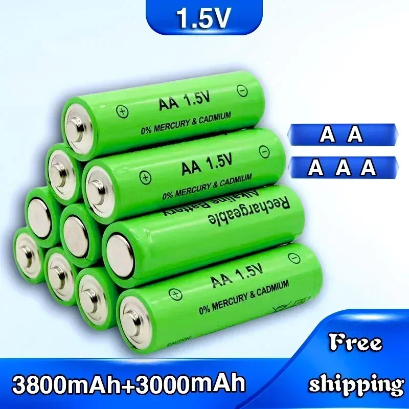 AA+AAA rechargeable AA 1.5V 3800mAh1.5V AAA 3000mAh battery suitable for flashlight LED toys or electronic devices Ni MH battery