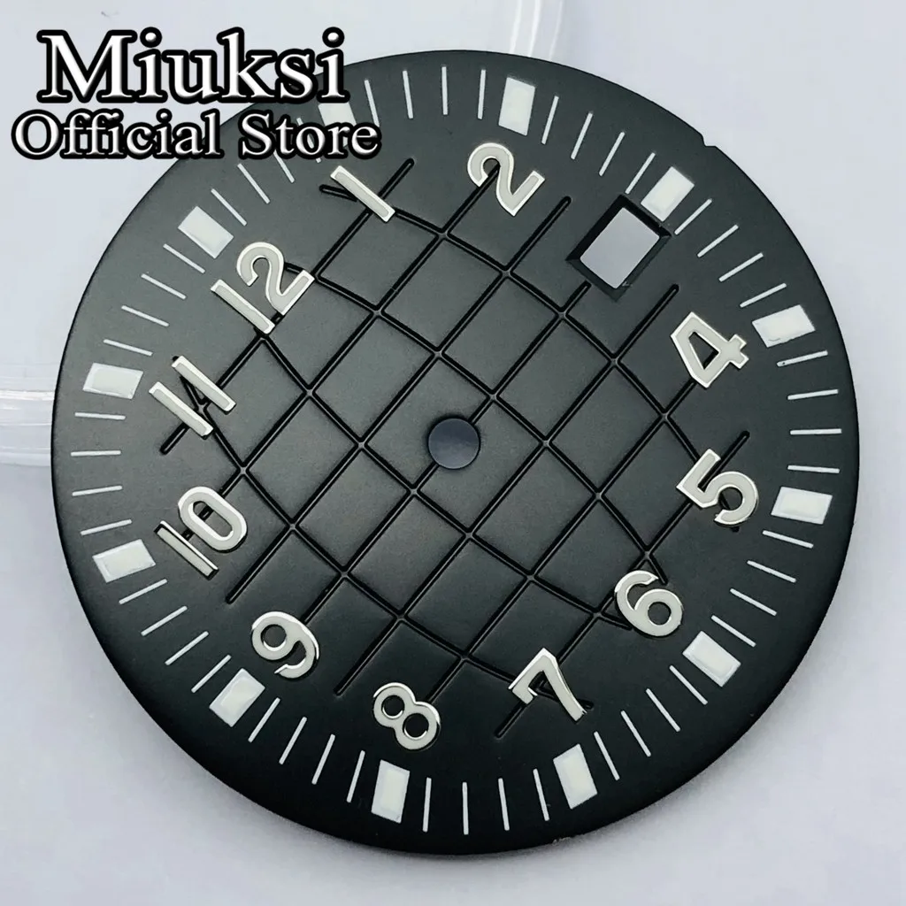 Miuksi 33mm black blue green brown gray watch dial luminous dial fit NH35 movement