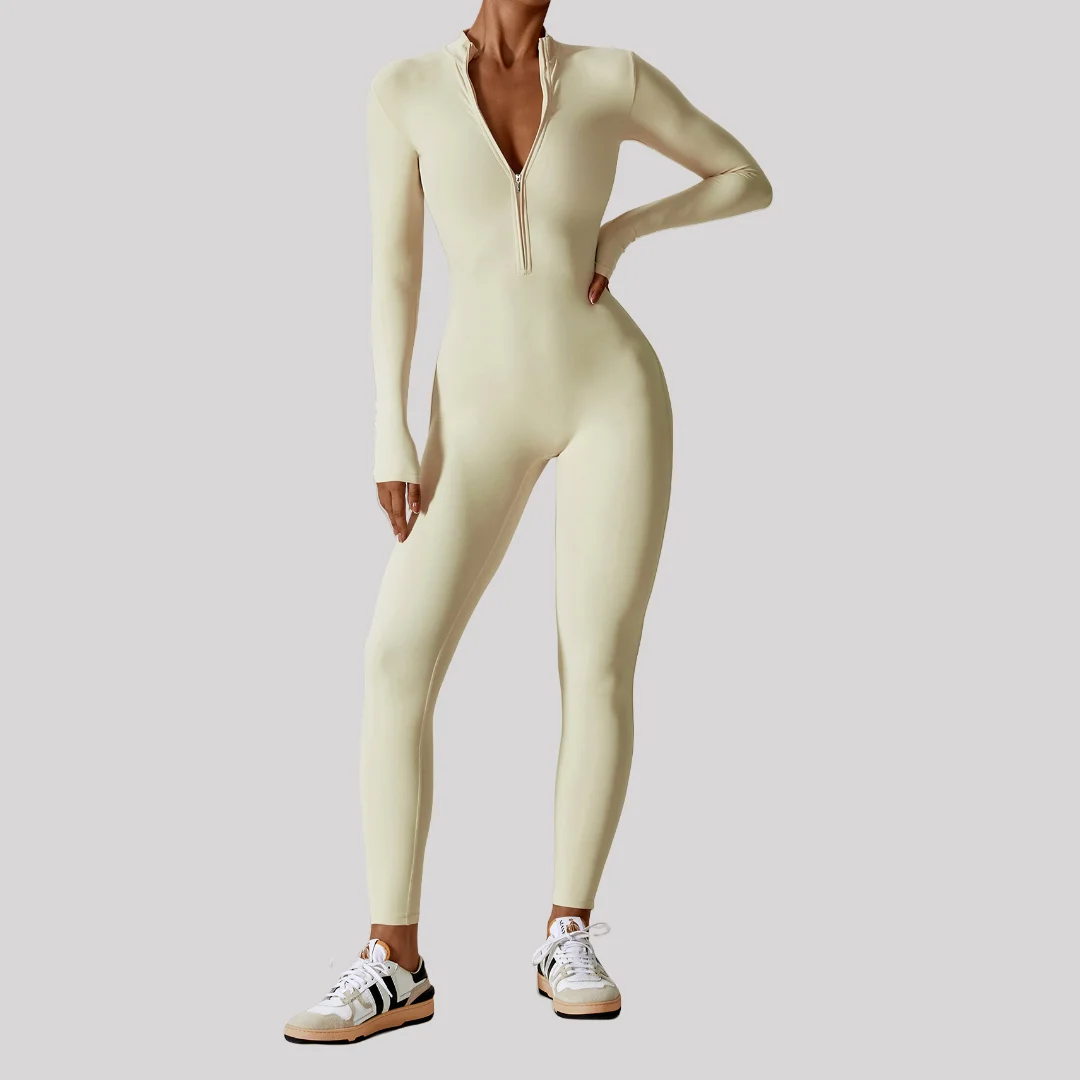 

New Zipper Bare Feel Long Sleeve Yoga Jumpsuit High-Intensity Fitness Sports Bodysuit Workout Clothes Gym Leggings Tracksuit
