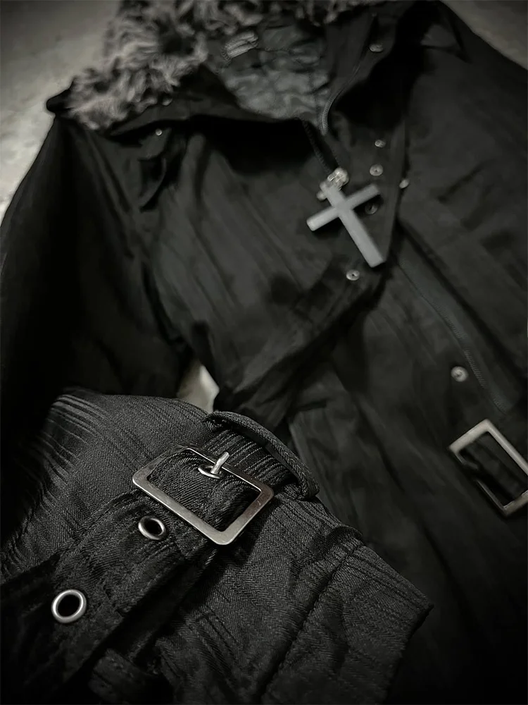 Floral End originele retro Amerikaanse Sle werkkleding Jaet dames herfst winter afslankende casual bla katoenen gevoerde jas