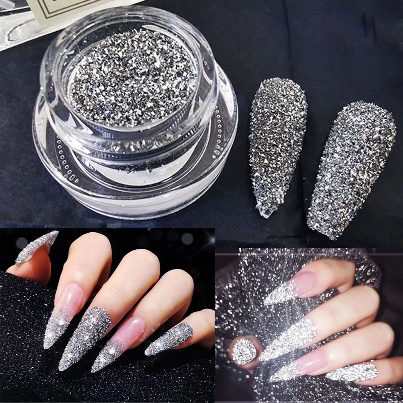 

1 Jar Reflective Glitter Powder Nail Art Chrome Pigment Silver Sparkly Diamond Glitter Manicures Holographic Nail Dust Powder #F