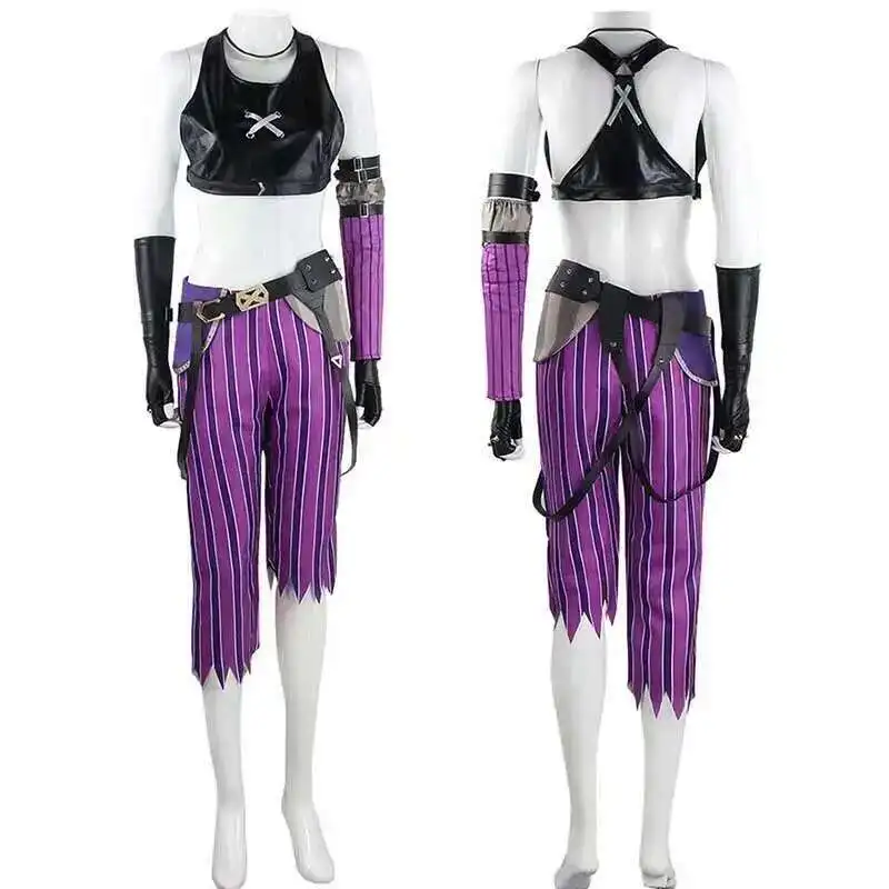 

Jinx Cosplay Costume Game Arcan Women Jinx Outfits for Halloween Party Comic Con Jinxx Cospay