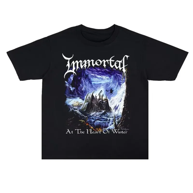 

Лето 2029, хлопковые мужские и женские футболки с металлическим принтом Immortal Band, высокое качество, модный уличный топ унисекс с короткими рукавами