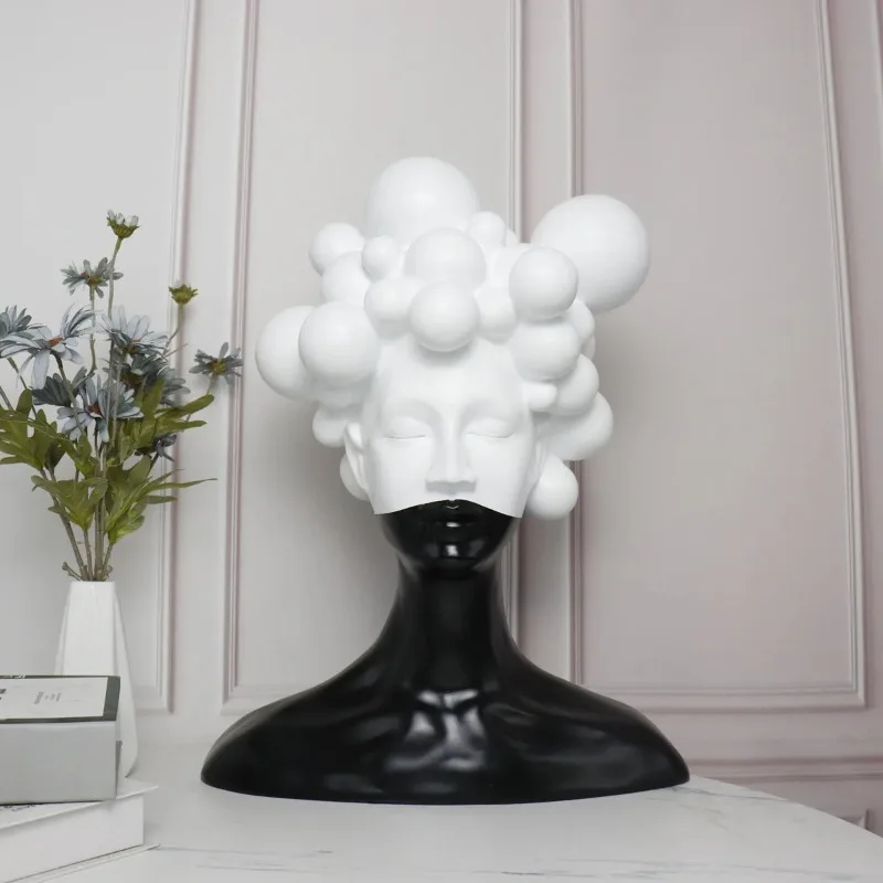 Simple Muse Head Bubble Figure Sculpture Ornament Wine Cabinet Girl Home Decoration