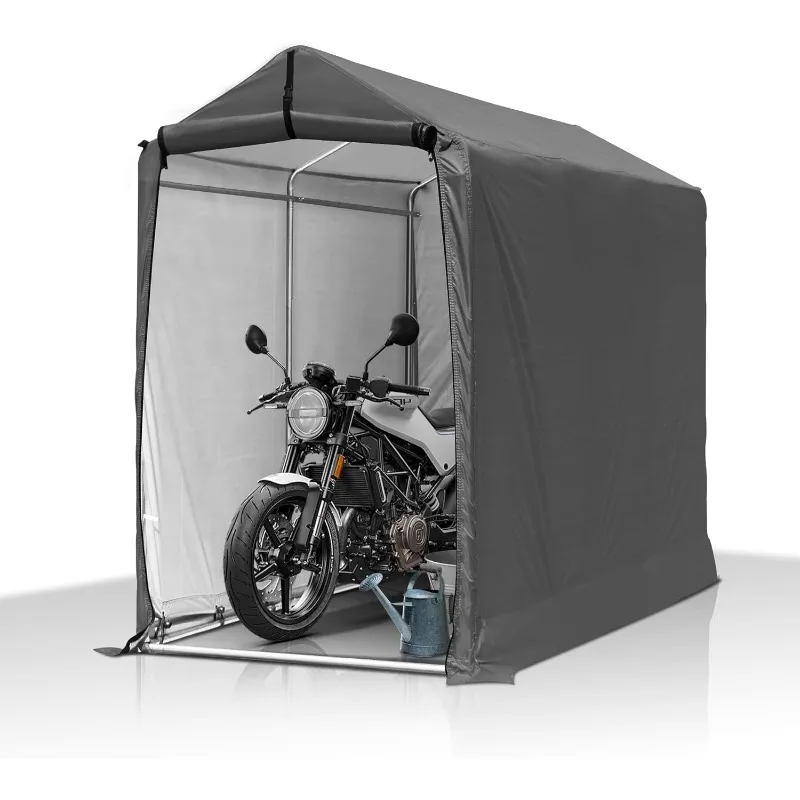 

Outdoor Cycle Storage Shelter - Bike Shed with Roll-up Door & Ventilate Window, Polyethylene Canopy Bicycle Garage