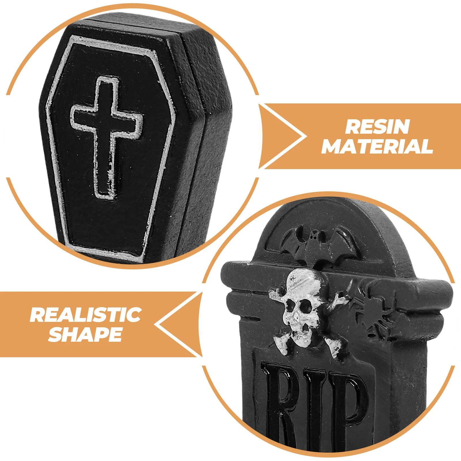 

6Pcs Halloween Tombstone Decorations Resin Miniature Grave Stone Prank Props for Haunted House Party Yard Decor