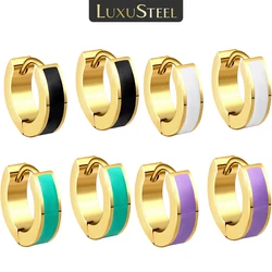 LUXUSTEEL 2pc/1pair Leather style Earring Colorful Stud Earrings Golden Stainless Steel Women's Earrings Jewelry Accessories