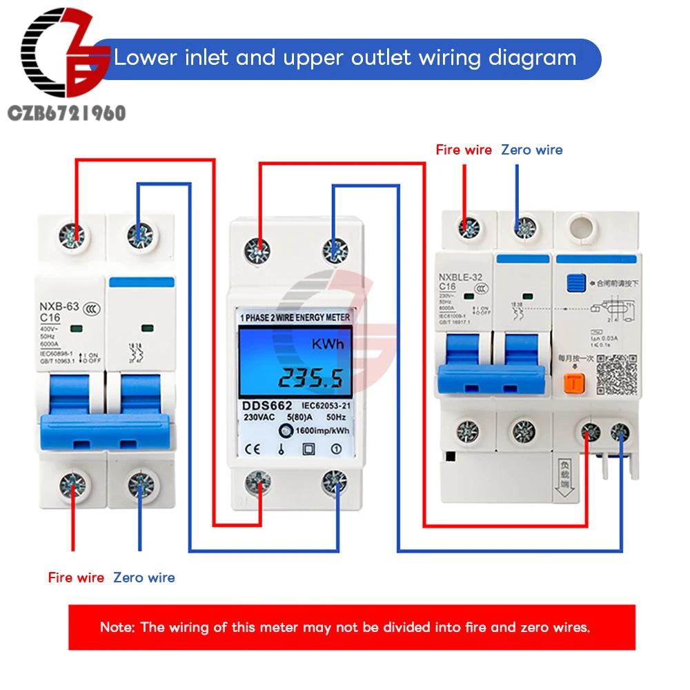 Display digitale LCD a due fili monofase wattmetro consumo energetico contatore elettrico di energia KWh AC 230V 50Hz guida Din elettrica