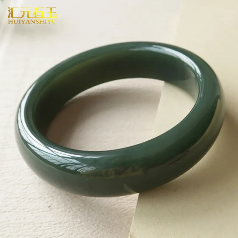Grade A Xinjiang Hotan Medium Bracelet, Dark Green Jadeite with Gold Inlay, Gilt Jade Bangle