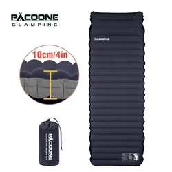 Outdoor Inflatable Air Matt with Pillow Built-in Pump 10cm Thickness Ultralight Sleeping Pad Splicing Mattress for Camping