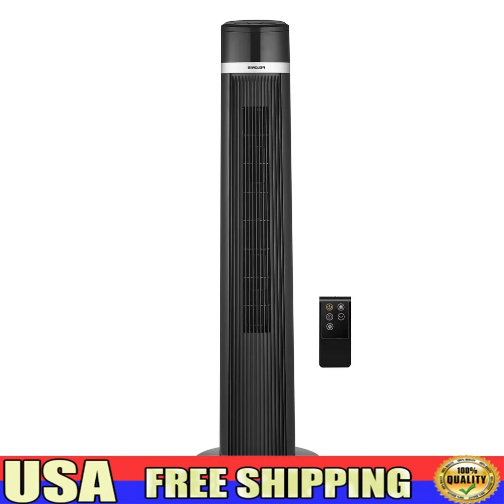 

40-дюймовый электрический башенный вентилятор с дистанционным управлением, 3 режима скорости, качающаяся, тихая работа, 7-часовой таймер для домашнего использования