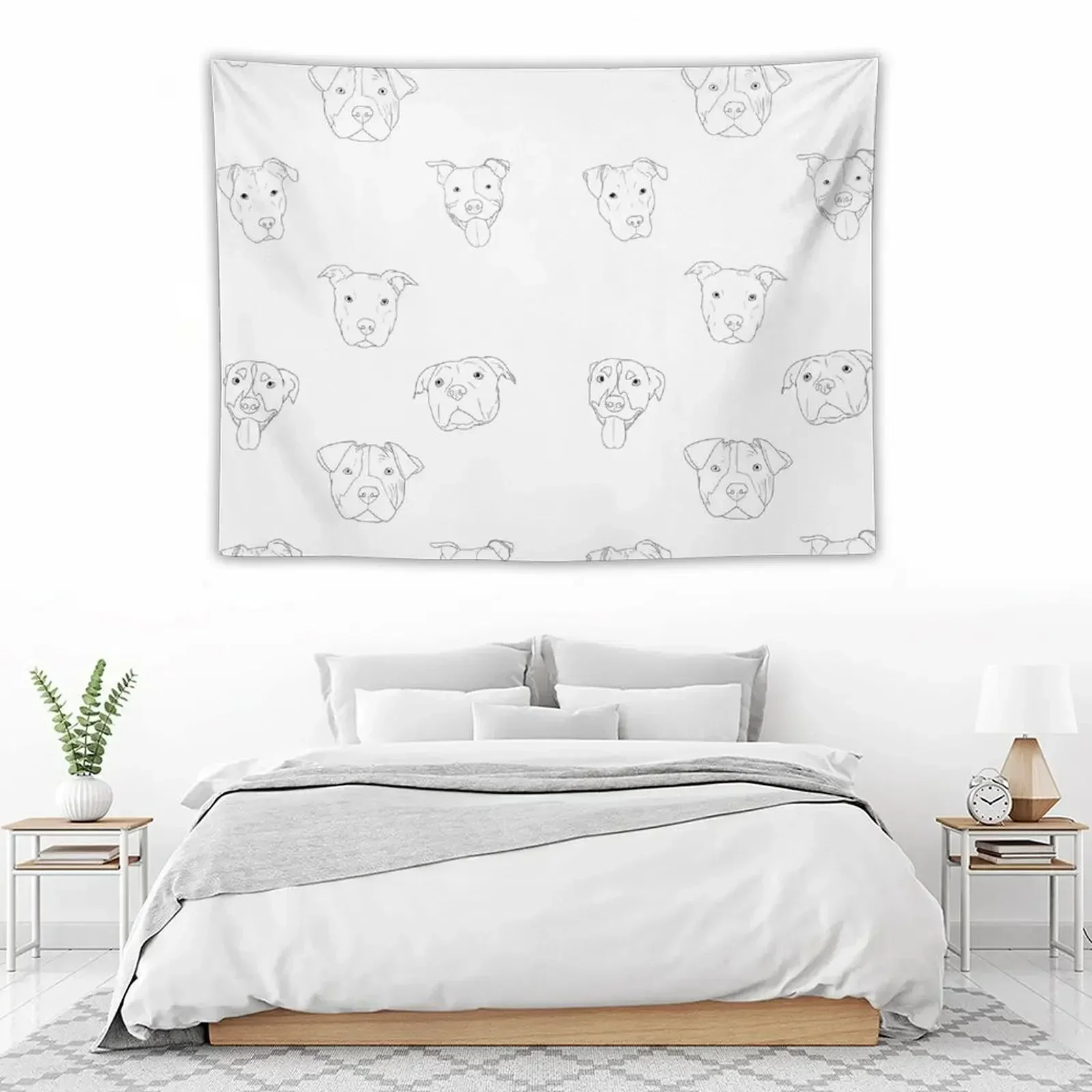 

White pit bull Tapestry Home Decorations Aesthetic Wall Decor Tapestry