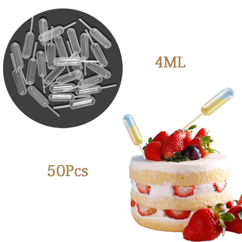 50Pcs 4ml Ice Cream Jelly Milkshake Droppers Dropper For Cake Cuisine Experiment Tools Milkshake Disposable Straw Jelly Droppers