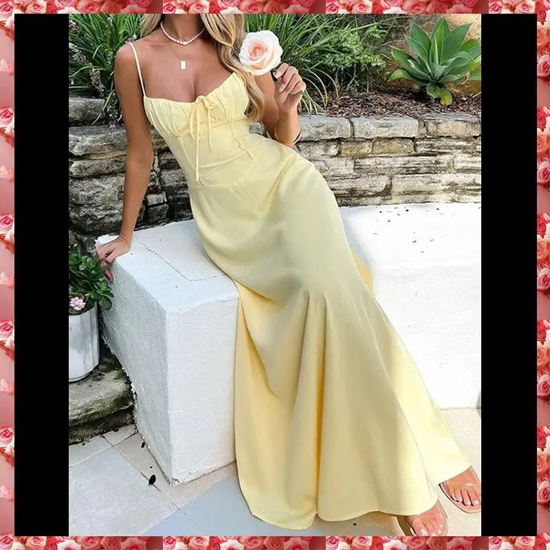 Boho Flowy Slit Lace Up Dresses For Women Going Out A Line Casual Sundress