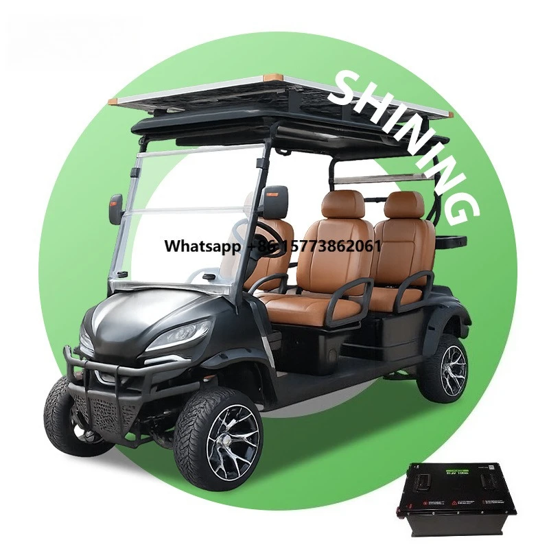 Customizable 4 Seater Electric Golf Cart 72V 5KW High Torque AC Motor Aluminum Frame Street Legal Solar Panels CE/Eec