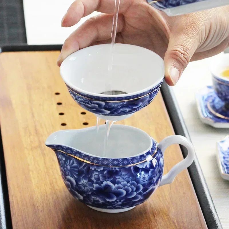 Chinese Tea Set Accessory, Tea Residue Filter, Blue and White Porcelain Infusers, Ceramic Strainer, Funnel and Stand, Jingdezhen