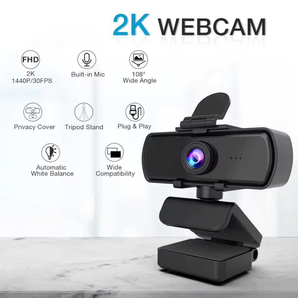 Carpbaba 1440p Full HD PC Webcam with Microphone tripod for USB Desktop & Laptop Live Streaming Webcam for Video Calling-K420