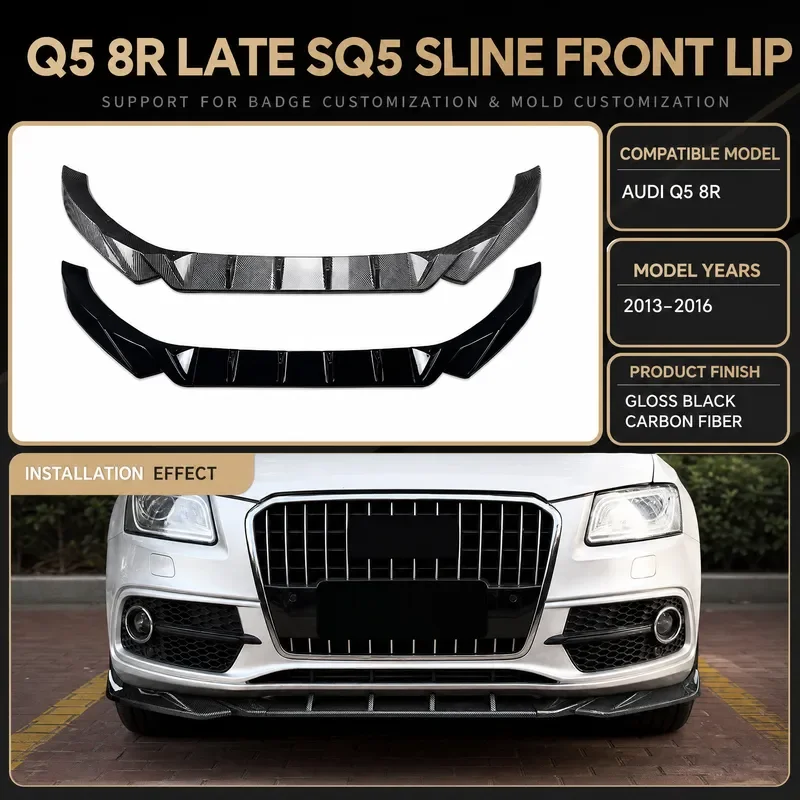 For Audi Q5 8R SQ5 Sline 2013-2016 Front Lip Bumper Spoiler Body Kit Lower Chin Splitter Diffuser Car Styling Accessories