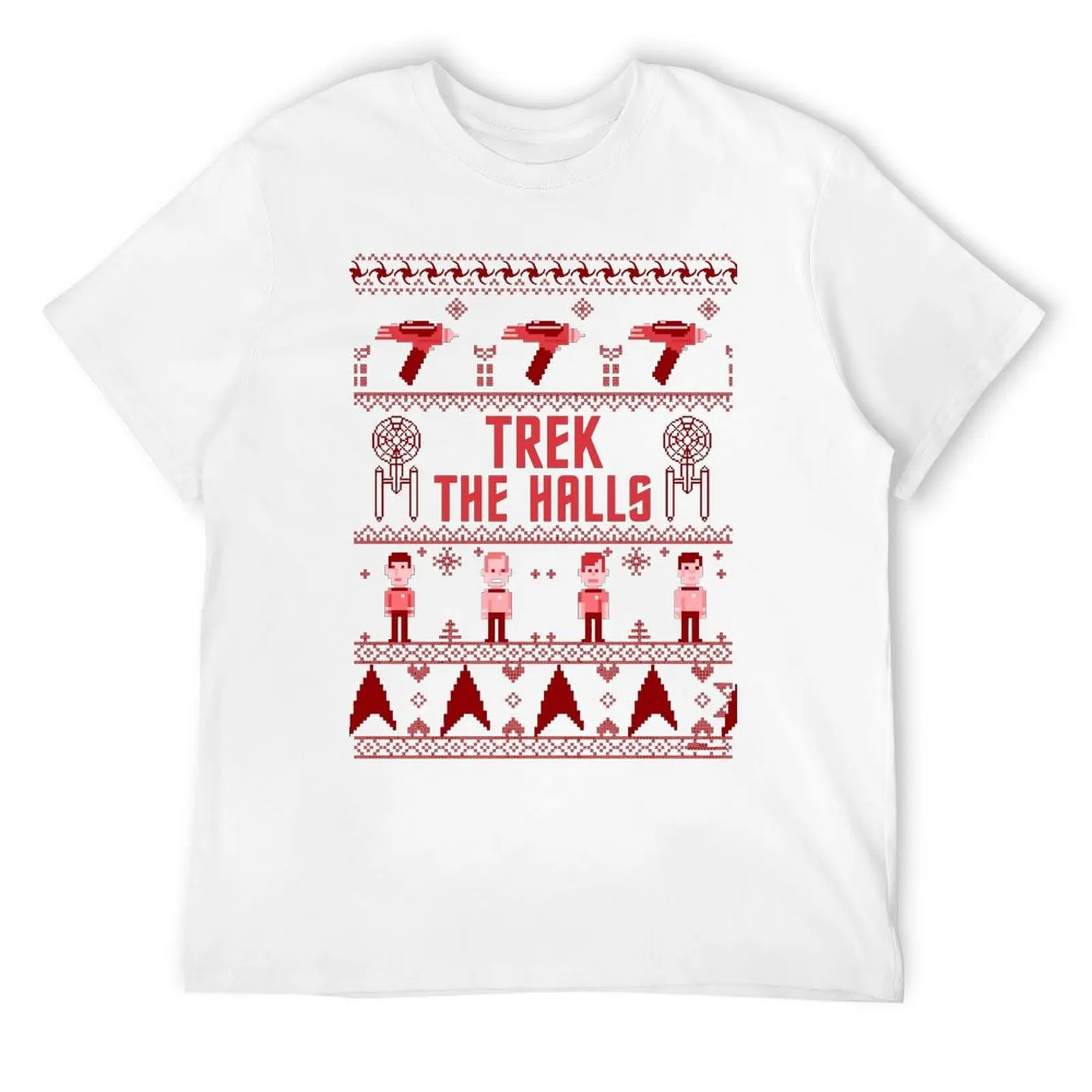 Star Trek Trek The Halls Logo Ugly Christmas Crewneck T-shirt Motion Top Tee Cute Humor Graphic Travel USA Size