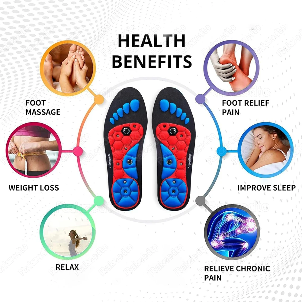 Medical Magnetic Insoles for Weight Loss Slimming Man Woman Plantar Fasciitis Foot Acupressure Massage Insoles With Arch Support