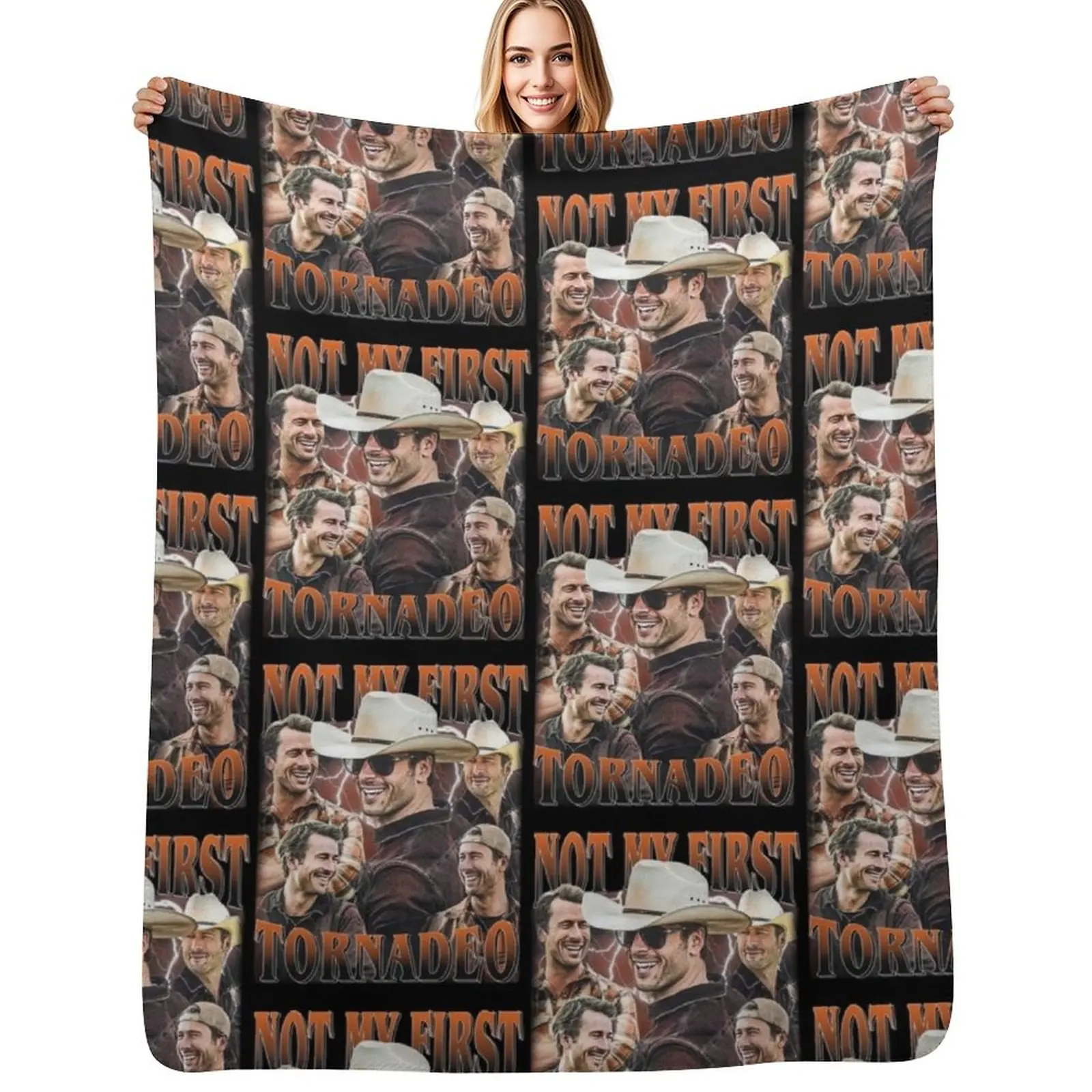 

Retro Not My First Tornadeo Glen Powell Throw Blanket Thermal Soft Big Sofa Quilt Blankets For Bed Blankets