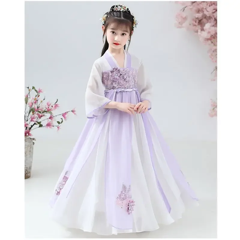 Hanfu girls improve ancient costumes, new super fairy dresses, children's Chinese style Tang costumes