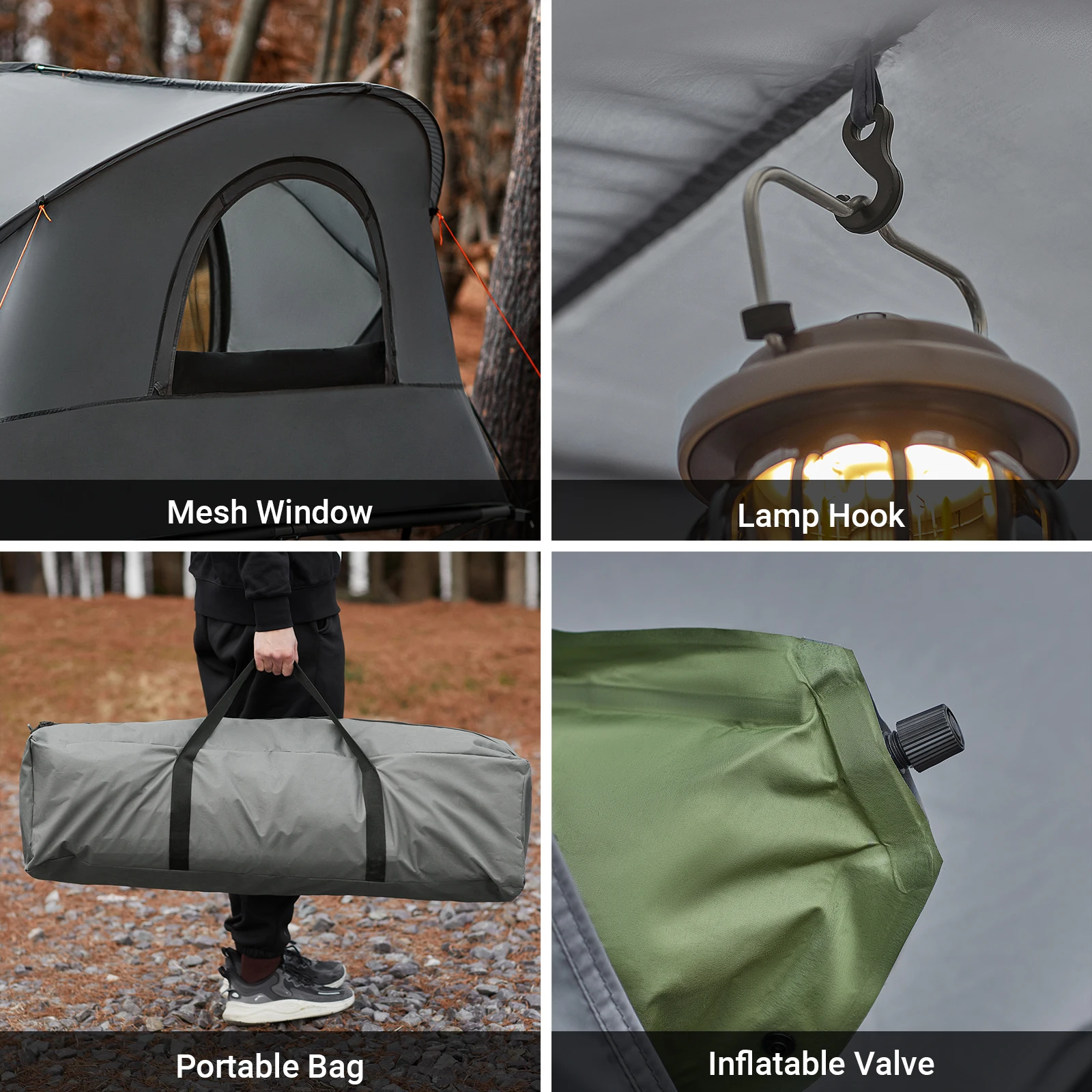 SoBuy OGS60-HG Survival-Zelt Feldbett Feldbett 4 in1 Camping Set mit Schlafsack Matratze und Zubehör Zelt 1 Person – Detail 8