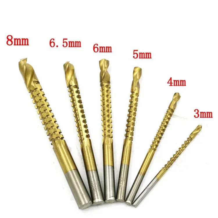 1 Uds 3/4/5/6/6, 5/8mm HSS 3 en 1 broca dentada tornillo en espiral taladro de grifo compuesto métrico para carpintería/aleación de aluminio