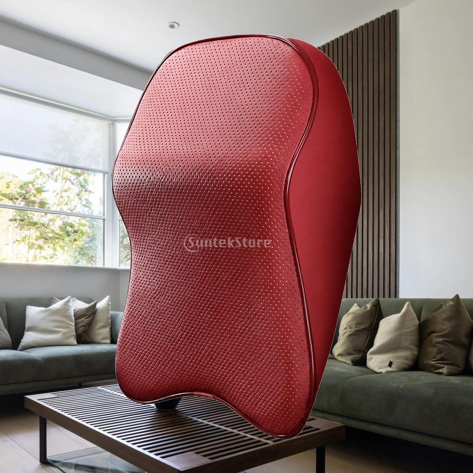 Contoured Car Neck Pillow Ergonomic Automotive Neck Support Headrest Pillow Leather Car Headrest Cushion High Density Perforated