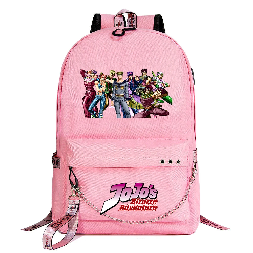 Anime Jojo Bizarre Adventure Backpack Students School Bag Women Men Causal Travel Laptop Backpack with Charging USB Teenager