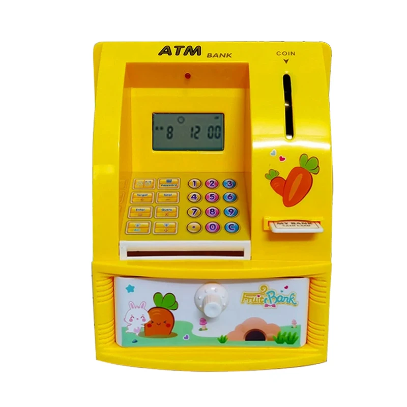 

Coins Money Storage Box with Time Clock and Calendar, Deposit Box Password Adult Piggy Bank Safe for Money, Pink Gift for Girls