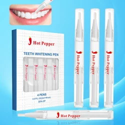 Teeth Whitening Gel Pen Kit, 35% CP, Sistema de Branqueamento, Stain Remove, Alvejante Instantâneo, Branco, Amarelo, Uso Doméstico, Novo, 4 pcs