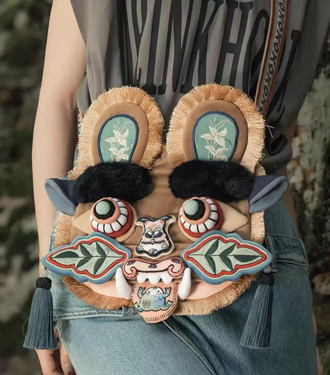 Limited Edition Handmade Chinese Lion Dance Bag Traditional Intangible Cultural GiftHeritage Embroidered Crossbody Bag Luxury