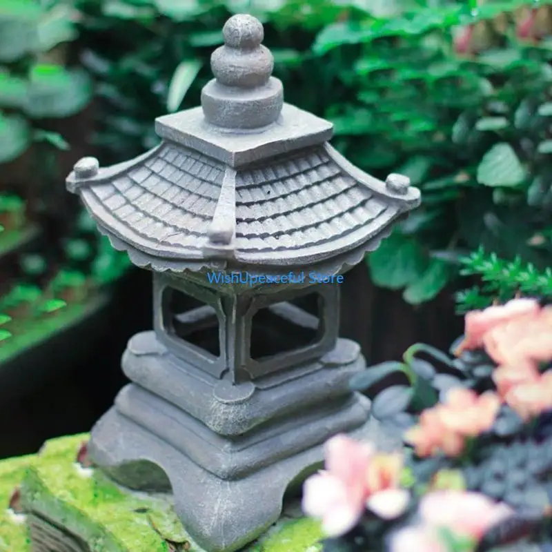 34YA Garden Decorative Solar for Palace Lamp Japanese Resin Landscape Light Auto Light on Exquisite Landscape Ornament